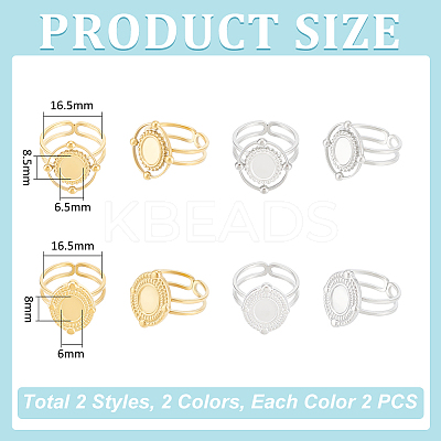 304 Stainless Steel Cuff Ring Findings FIND-UN0003-47B-1