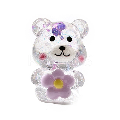 Transparent Resin Little Bear Ornament RESI-S015-01C-1