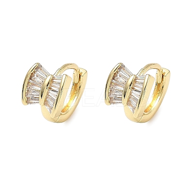Brass Micro Pave Clear Cubic Zirconia Hoop Earrings EJEW-D323-02G-1
