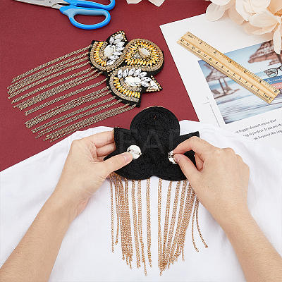 2Pcs Iron & Felt Fashion Tassel Epaulette AJEW-FH0004-04B-1