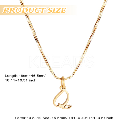 1pc Brass Chain & 304 Stainless Steel Letter Pendant Necklaces NJEW-LP0001-40Q-G-1