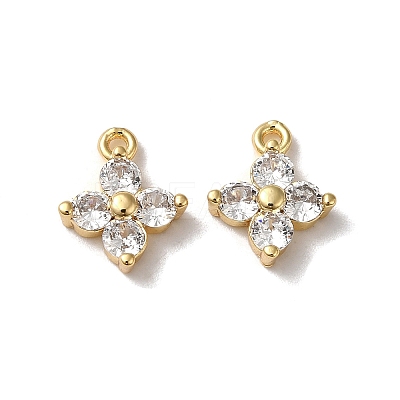 Brass with Glass Rhinestone Charms KK-B079-17G-1