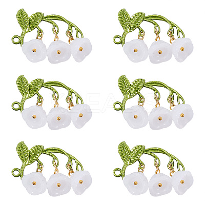 Lily of the Valley Glass Conntctor Charms PALLOY-TAC0098-1