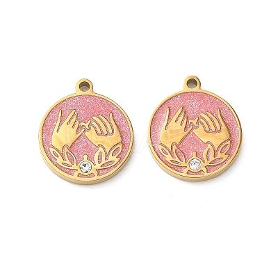 304 Stainless Steel Enamel Pendants STAS-B142-10G-1
