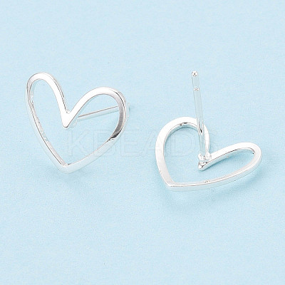 Brass Heart Stud Earrings KK-S348-124S-1