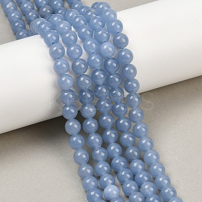 Natural Angelite Beads Strands G-G286-A01-6mm-1
