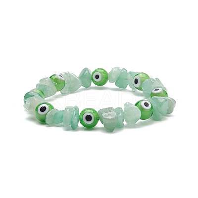 7Pcs 7 Style Natural & Synthetic Mixed Gemstone Chips & Lampwork Evil Eye Stretch Bracelets Set for Women BJEW-JB08746-1