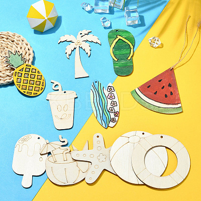 1Set Laser Cut Wood Shapes Pendants WOOD-CJ0002-23-1