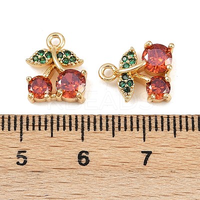 Brass Micro Pave Cubic Zirconia Charms KK-F906-09G-1