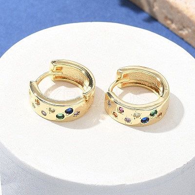 Brass Micro Pave Cubic Zirconia Hoop Earrings EJEW-H152-01D-G-1