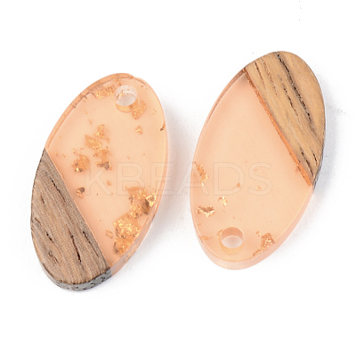 Transparent Resin & Walnut Wood Pendants RESI-S389-041A-B-1