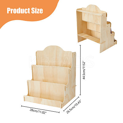 4-Tier Wood Postcard Display Riser Stands ODIS-WH0038-127-1