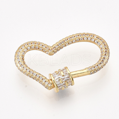Brass Micro Pave Cubic Zirconia Screw Carabiner Lock Charms ZIRC-S061-95G-1