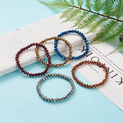 Electroplate Glass Beads Stretch Bracelets BJEW-JB05794-1