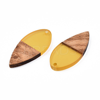 Transparent Resin & Walnut Wood Pendants RESI-N025-031-C08-1