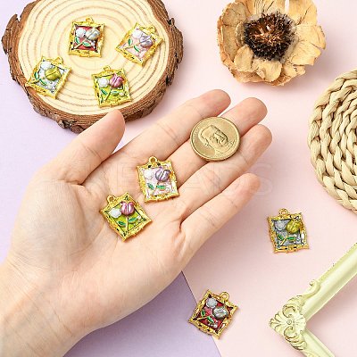 8Pcs 4 Colors Golden Alloy Resin Pendants FIND-CJ0004-91-1
