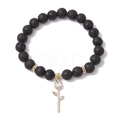 Natural Lava Rock Beaded Stretch Bracelets BJEW-JB11000-02-1