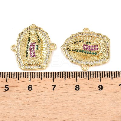 Brass Micro Pave Colorful Cubic Zirconia Religion Virgin Links Connector Charms KK-Z146-13G-1