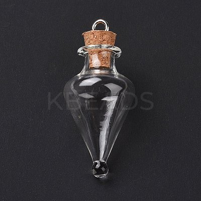 Teardrop Glass Cork Bottle Pendants LS-AJEW-A041-01D-1