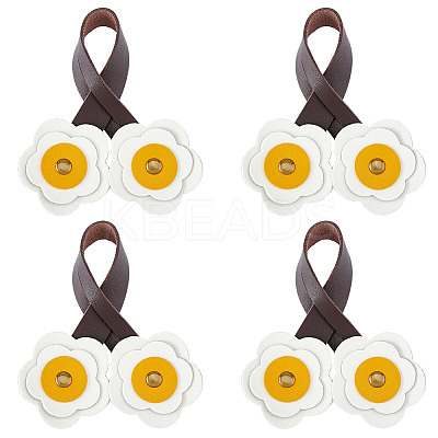 4Pcs PU Leather Flower Pendant Decorations AJEW-FH0009-99B-1