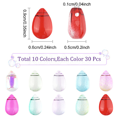 300Pcs 10 Colors Transparent Glass Beads GGLA-YW0001-21-1