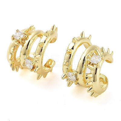 Brass Micro Pave Cubic Zirconia Cuff Earrings for Women EJEW-D086-11G-1