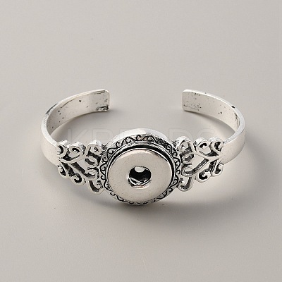 Alloy Interchangeable Snap Open Cuff Bangle Settings BJEW-WH0014-010-1