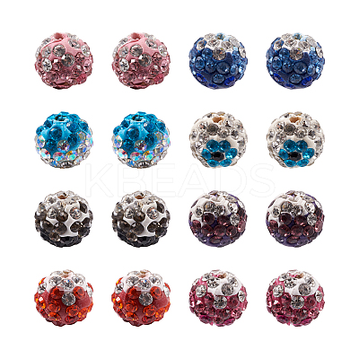 64Pcs 8 Colors Two-Tone Handmade Polymer Clay Disco Ball Beads RB-SW0001-01-1