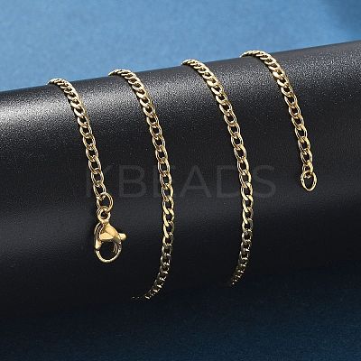 Ion Plating(IP) 304 Stainless Steel Curb Chain Necklaces NJEW-K099-04G-1