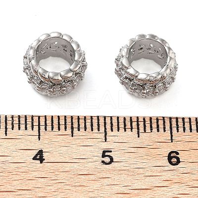 Brass Micro Pave Clear Cubic Zirconia Beads KK-U028-28P-1