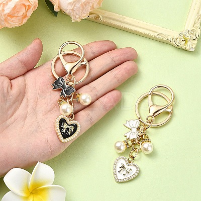 Heart & Bowknot Alloy Enamel Pendant Keychain KEYC-YW00133-01-1