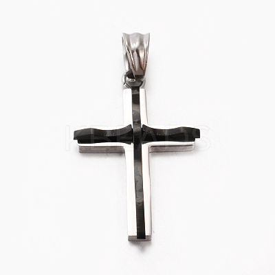 Fashion Men Bi-Color 201 Stainless Steel Cross Pendant STAS-F010-70-1