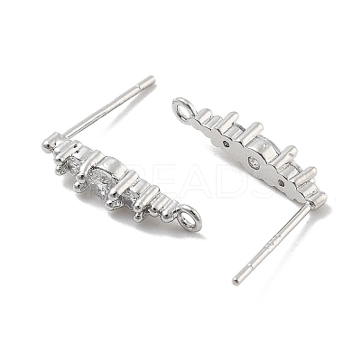 Brass Clear Cubic Zirconia Stud Earring Findings LS-KK-A238-02C-P-1