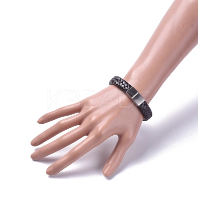 Unisex Leather Cord Weave Bracelets BJEW-JB04893-02-1