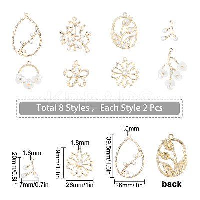 16Pcs 8 Style Alloy Pendants PALLOY-SC0003-65LG-1