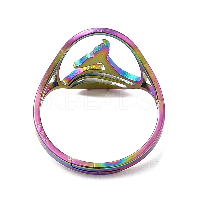 Ion Plating(IP) 304 Stainless Steel Whale Tail Adjustable Ring for Women RJEW-M149-01RC-1