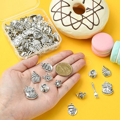 100Pcs 10 Styles Tibetan Style Alloy Pendants TIBEP-CJ0002-75-1