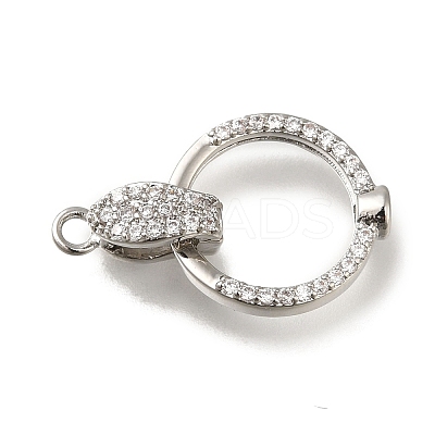 Brass Micro Pave Clear Cubic Zirconia Fold Over Clasps KK-H480-28P-1