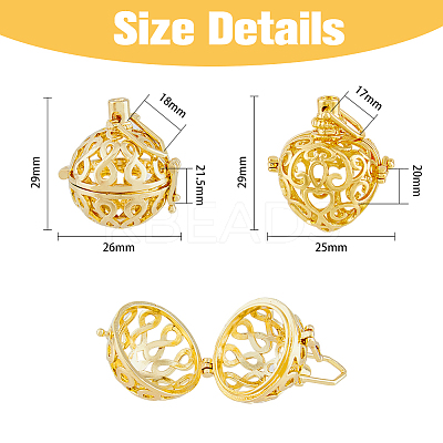 8Pcs 4 Styles Rack Plating Brass Cage Pendants KK-DC0002-45-1