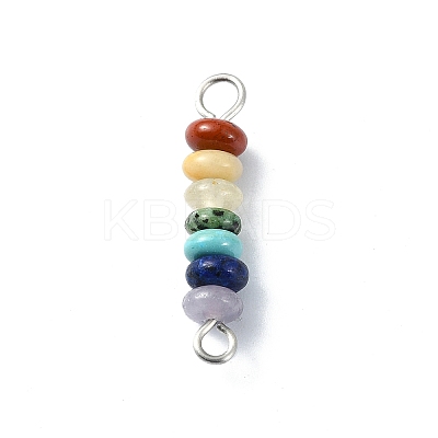 7 Chakra Gemstone Beaded Connector Charms PALLOY-JF02531-01-1