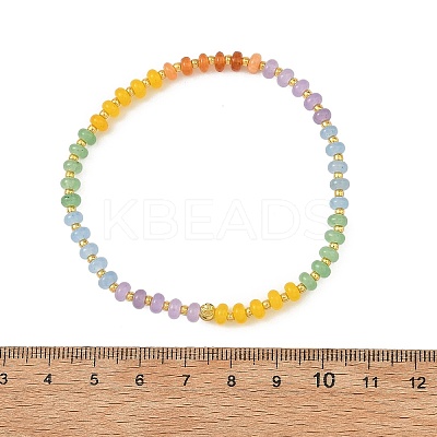 Dyed Natural White Jade Rondelle Beads Stretch Bracelets for Women BJEW-JB14235-02-1