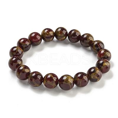Round Synthetic Gold Clinquant Stone Stretch Bracekets G-P549-02B-04-1