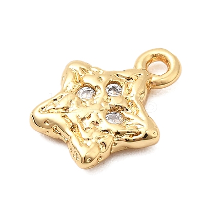 Brass Micro Pave Clear Cubic Zirconia Charms KK-F916-31G-1