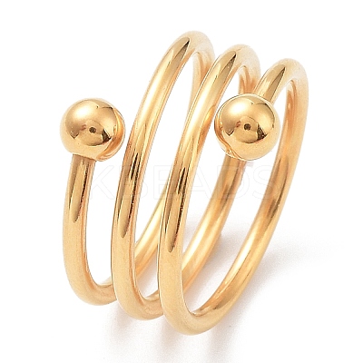 Ion Plating(IP) 304 Stainless Steel Wire Wrap Spiral Cuff Rings RJEW-K244-08G-1