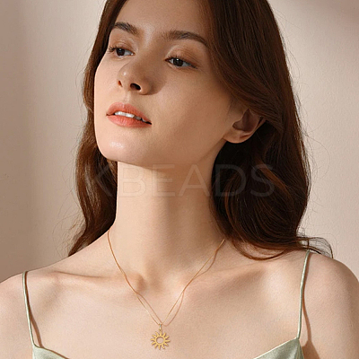 1pc 304 Stainless Steel Sun Pendant Necklaces NJEW-LP0001-47-1