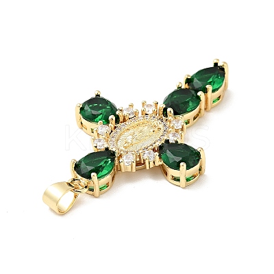Rack Plating Brass Micro Pave Cubic Zirconia Pendants ZIRC-I059-15G-03-1
