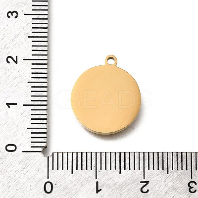 304 Stainless Steel Roman Numbers Flat Round Charms STAS-Q348-24G-1