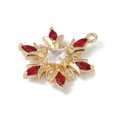 Christmas Theme Brass Micro Pave Cubic Zirconia Pendants KK-Z065-01-01G-1
