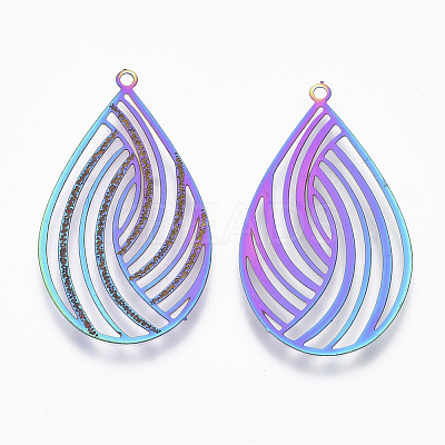Ion Plating(IP) 304 Stainless Steel Filigree Pendants X-STAS-T057-06-1