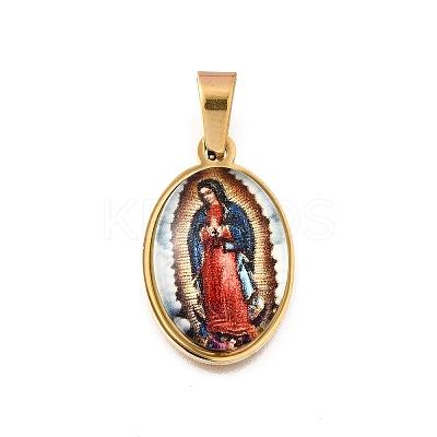 Religion Theme 304 Stainless Steel Pave Epoxy Pendants STAS-K256-29G-01-1